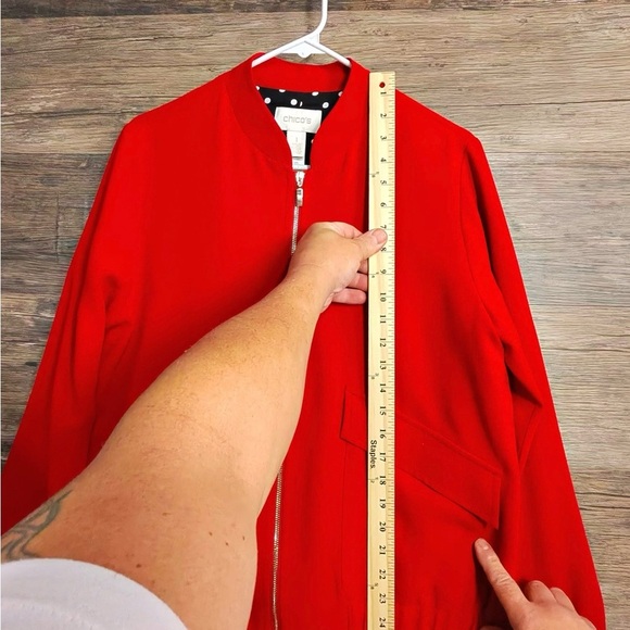 Chico's Bold Red Full Zip Jacket with Zipper - Picture 6 of 11